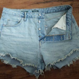 High rise button fly denim shorts